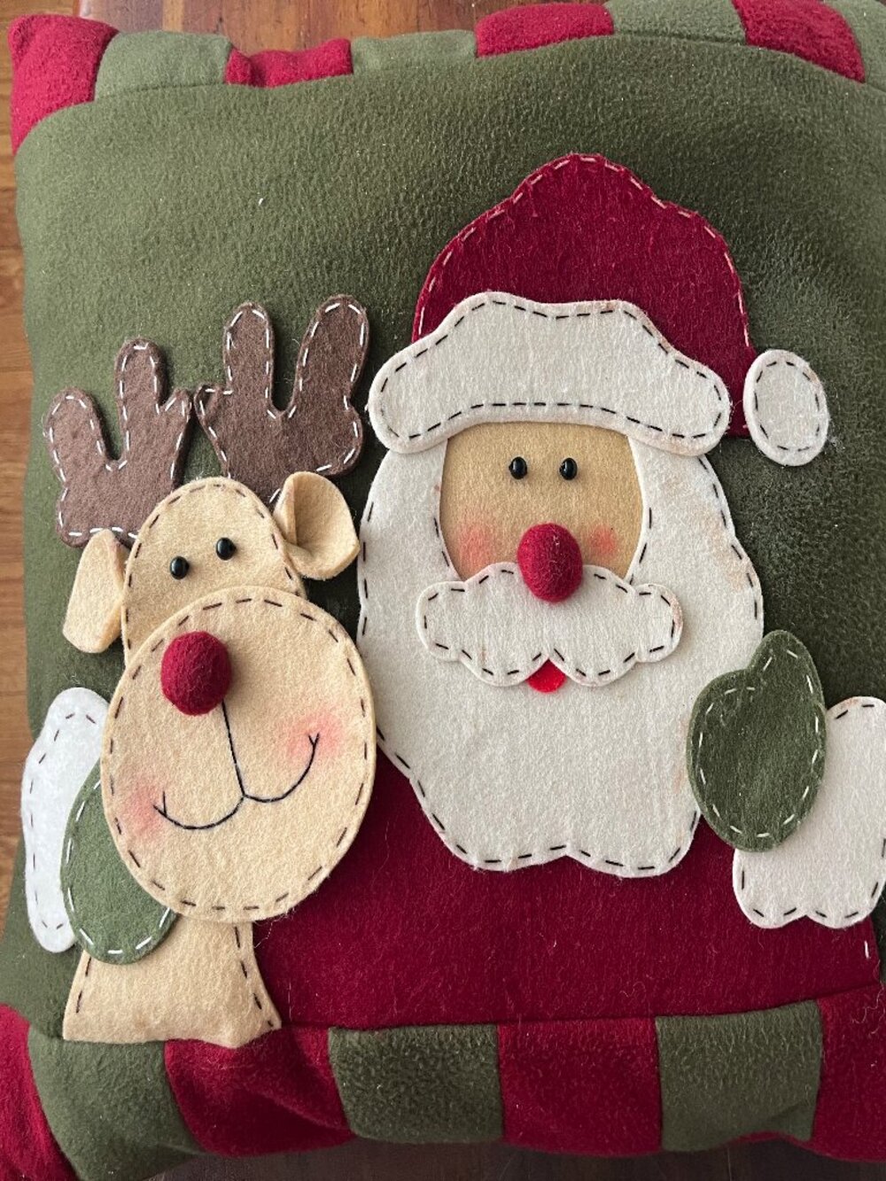 Decorative Santa & Reindeer Accent Pillow